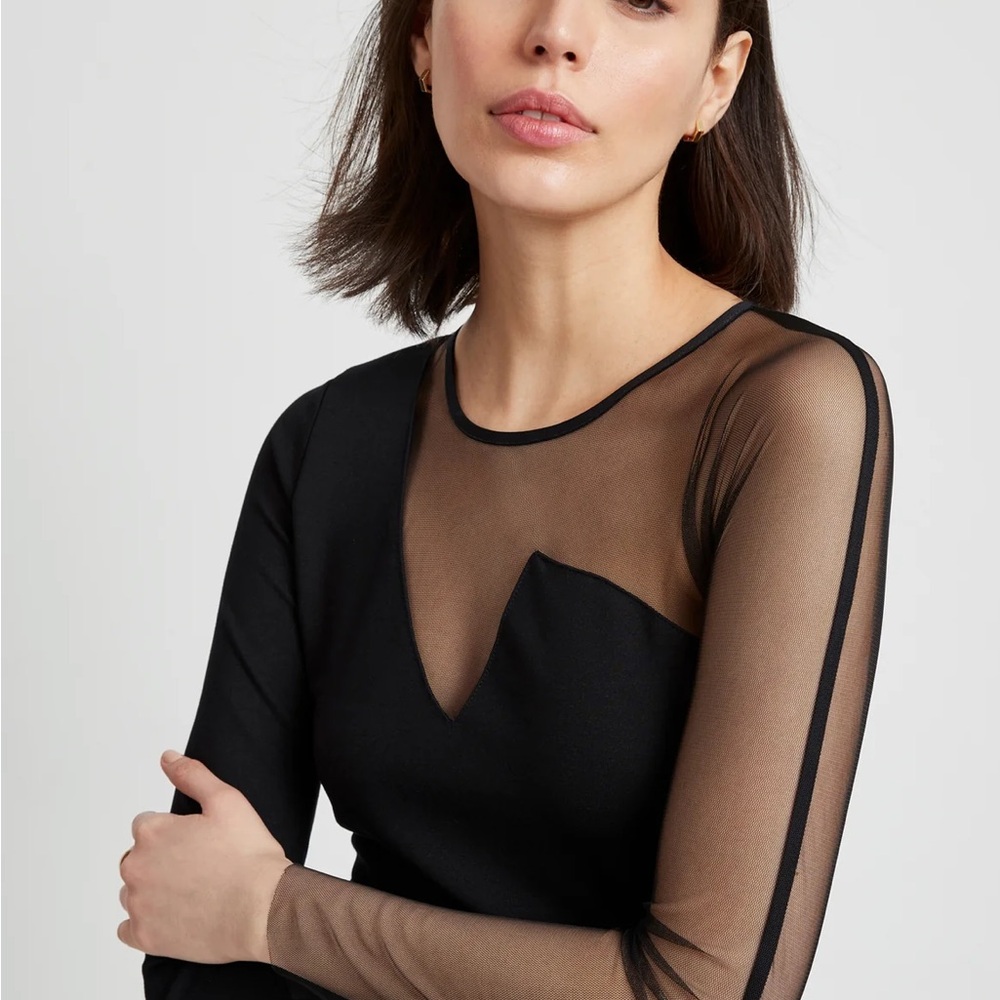 Chic Black Sheer Sleeve Blouse
